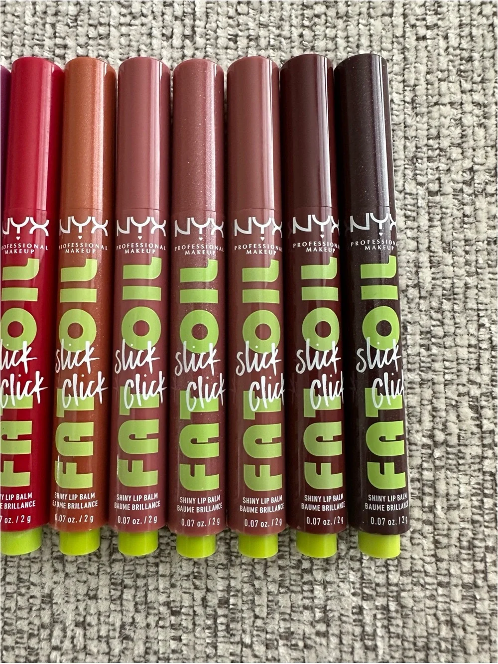 BRAND NEW NYX Makeup Fat Oil Slick Click Shiny Lip Balm Set of 10 Shades